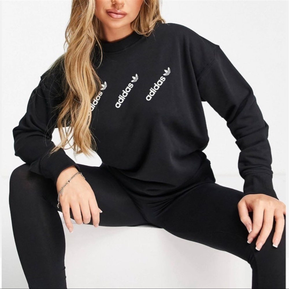 (NWT) Adidas Originals Logomania Triple Logo Sweatshirt in Black, Medium